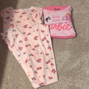 Barbie Kids Pajama Set & Pink with Floral Accents